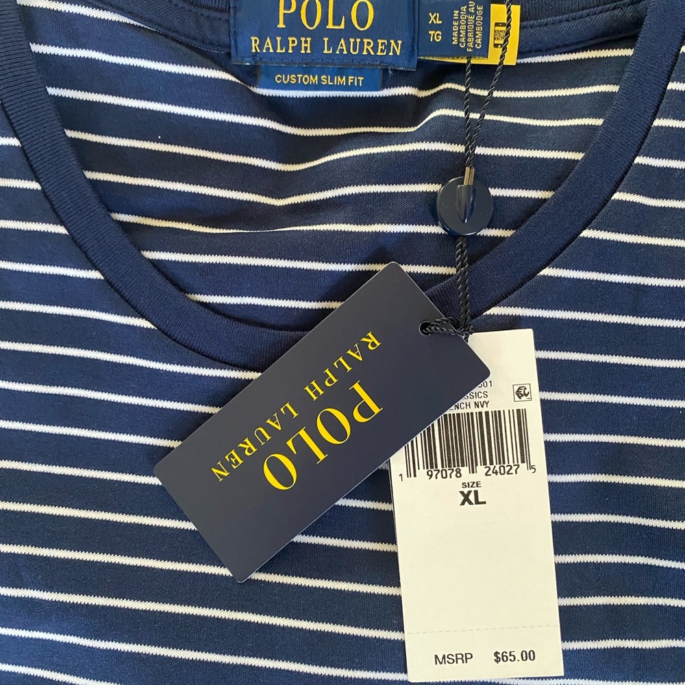 Ralph Lauren short sleeve blue/white striped shirt